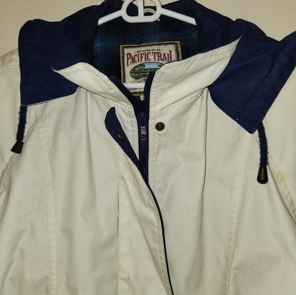 Pacific Trail Vntg Mens Quality Outerwear Jacket White Hooded Pockets Lined Sz L - Picture 4 of 15